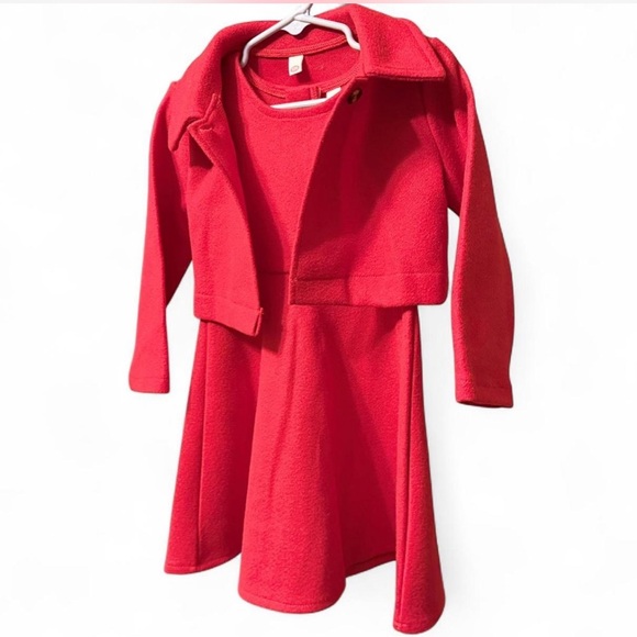 Stylish Vintage Red Kids Jacket & Dress  Set - Picture 5 of 13